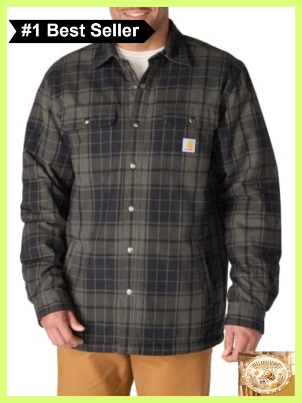 Sherpa Lined Plaid Shirt Jac Snap Front Work Jacket Relaxed Fit